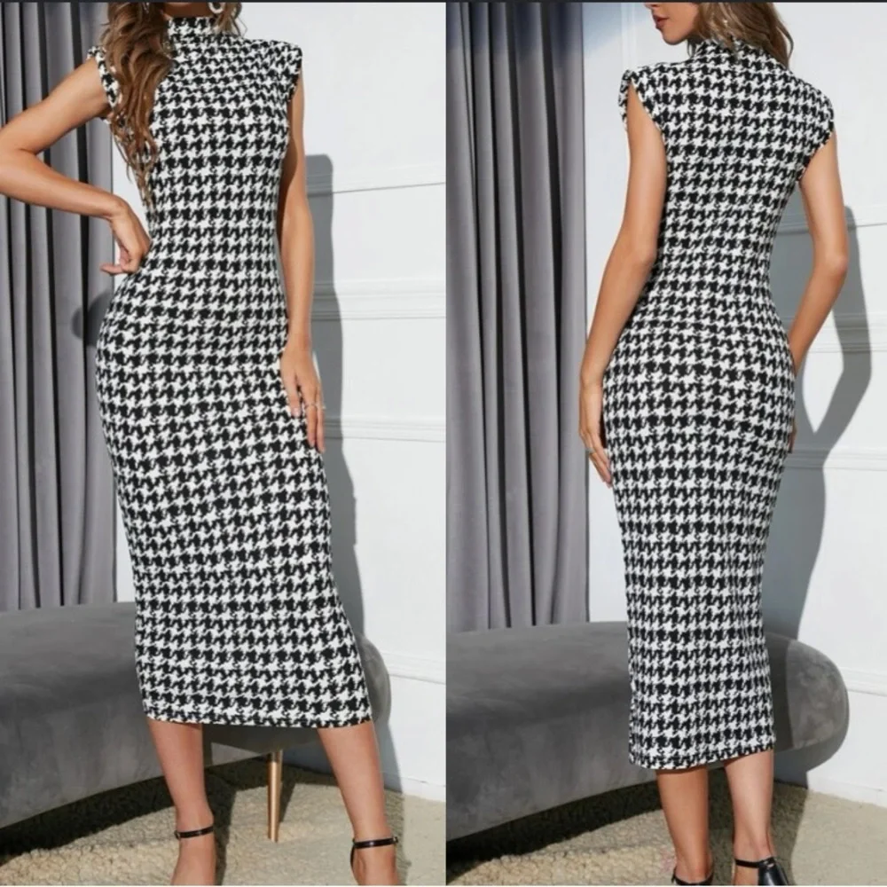 Last pack, houndstooth bodycon midi dress